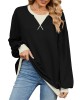 Autumn and winter contrasting round neck loose long sleeved sweatshirt jacket for women