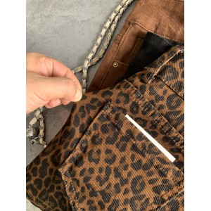 Double-button fashionable fashionable leopard print spicy girl denim shorts female fall new Slim stretch versatile hot pants