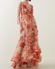 New spring and summer strapless V-neck women's halter print fairy long temperament evening dresses