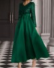 New sequins temperament commuter solid color mid-waist beaded host banquet dress evening dresses