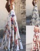 Women's 2024 new spring and summer leaky back printed large swing sleeveless halter dresses