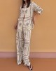 Fall new women's independent station printed shirt top elegant wide leg pants fashion casual suit