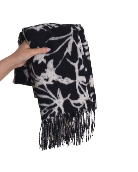 Autumn and winter imitation cashmere tassel floral scarf ladies fashion temperament shawl senior sense of female scarf wholesale