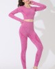 Pink fitness sports suit personality breathable tight high elasticity yoga clothing simple solid color sportswear