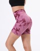 Summer thin nylon tie-dye shorts high waist stretch peach buttocks yoga pants personalized fitness sports bottoms