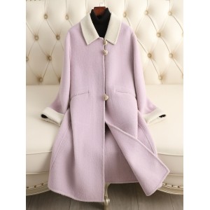 Fall and winter new double-sided tweed cashmere coat women in long fashion loose wool tweed jacket