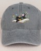 Cute cat and floral print adjustable cotton baseball cap pop vintage foreign trade duck tongue cap