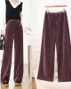 Golden Velvet Straight Pants Women Drawstring Narrow Wide Leg Skinny Premium Feeling Morandi Color Lengthened Tall Drag Pants