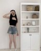 Raw edge denim shorts female summer thin gradient design sense hundred pants American high street casual shorts