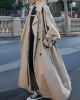 Split-Back Tied Waist Long Sleeves Loose Lapel Trench Coats Outerwear