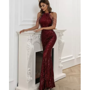 Evening Sleeveless Wrap Premium Sequin Gowns