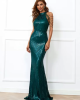 Evening Sleeveless Wrap Premium Sequin Gowns