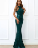 Evening Sleeveless Wrap Premium Sequin Gowns