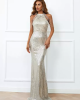 Evening Sleeveless Wrap Premium Sequin Gowns