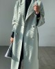 High-end water wave pattern double-sided wool tweed jacket women's medium-length loose