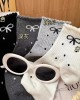 Cross Pod Cuff Stretch Mid Calf Socks Polka Dot Bow Socks Women Spring and Autumn