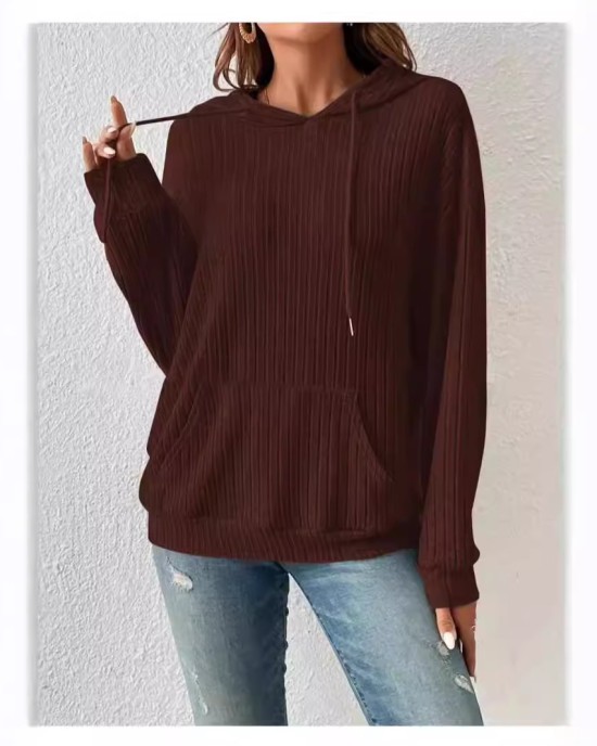 2024 Spring and Autumn New Solid Color Retro Fashion Hoodie Versatile Loose and Premium Women's Hoodie