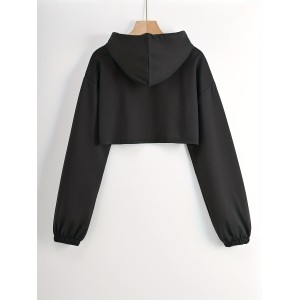 [Special Offers] Thin hooded short sleeved jacket with exposed belly button, sports hoodie