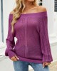 2024 Hollow Knitted Shirt Solid Color Sexy One Neck Off Shoulder Knitted Shirt for Women