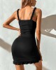 2024 sexy hollow out hip hugging skirt lace camisole temperament dress pullover short skirt