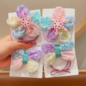 Colorful sequins cute sun flower hair rope ponytail rubber band