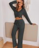 Autumn and winter women's homewear suit long-sleeved long pants two-piece set of ribbed warm home