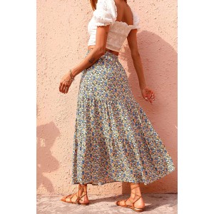 2024 New Floral High Waist A-Line Pleated Chiffon Half-Body Skirt