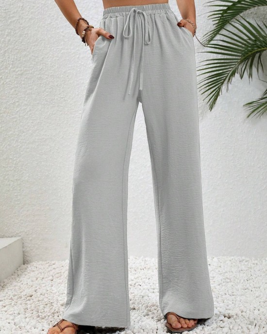 2024 Women's Autumn New Loose Versatile Solid Color Drag Floor Wide Leg Pants Casual Pants