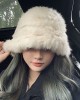 Plush cap female fall and winter new warm rabbit hair cap Japanese big head circumference furry hat