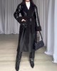 2024 new fashion retro fur stitching knee-length temperament coat woman