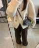 Fashionable and sophisticated suit jacket for women's autumn/winter 2023 mid length white woolen coat