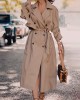 Autumn new loose waist slim British style long trench coat