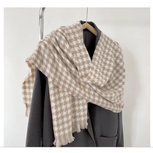 Scarf warm checkered bib scarf with tassel scarf women's advanced sense