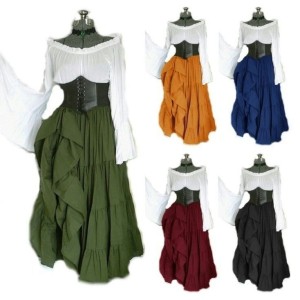 New party long sleeved dresses from Europe and America, medieval clothing from the Renaissance period for wome